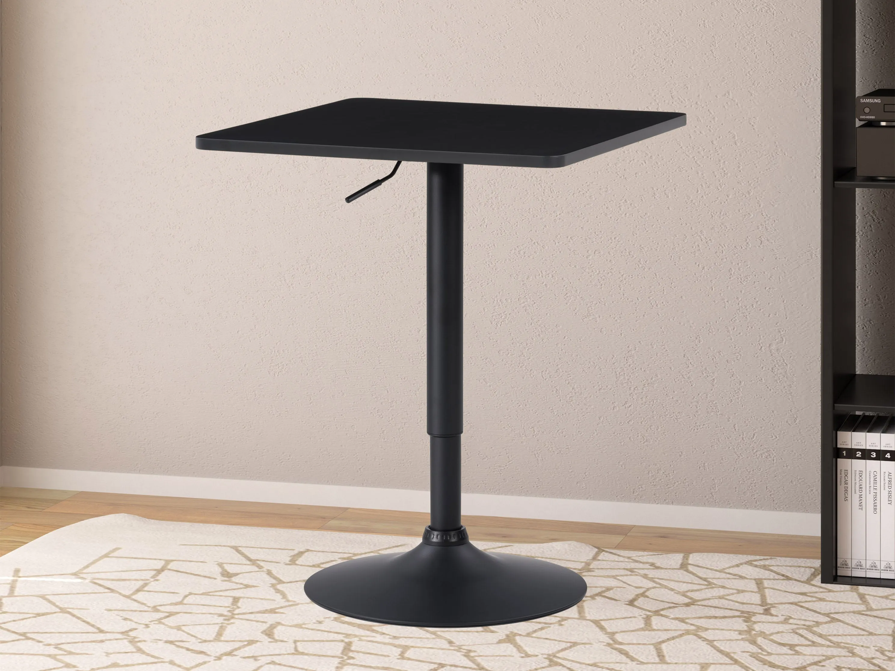 Black Adjustable Height Square Bar Table
