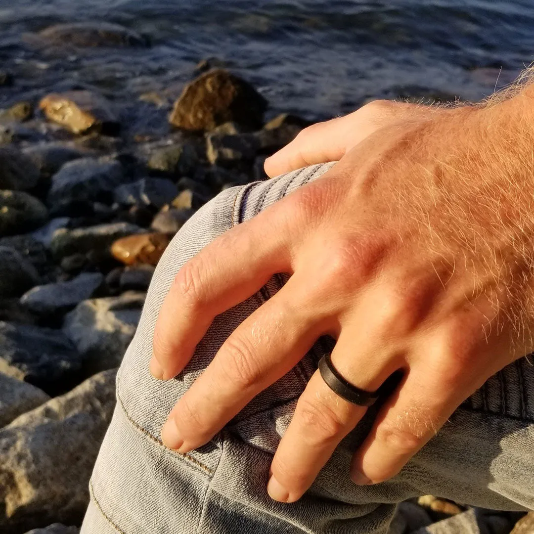 Black Bevel Edge Breathable Silicone Wedding Ring For Men and Women