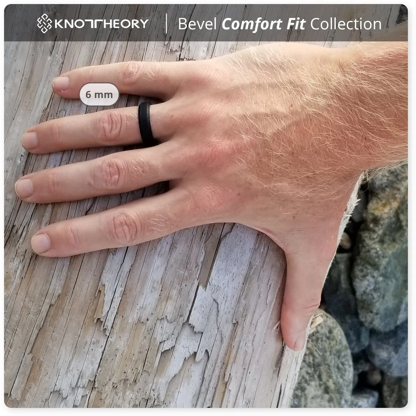 Black Bevel Edge Breathable Silicone Wedding Ring For Men and Women