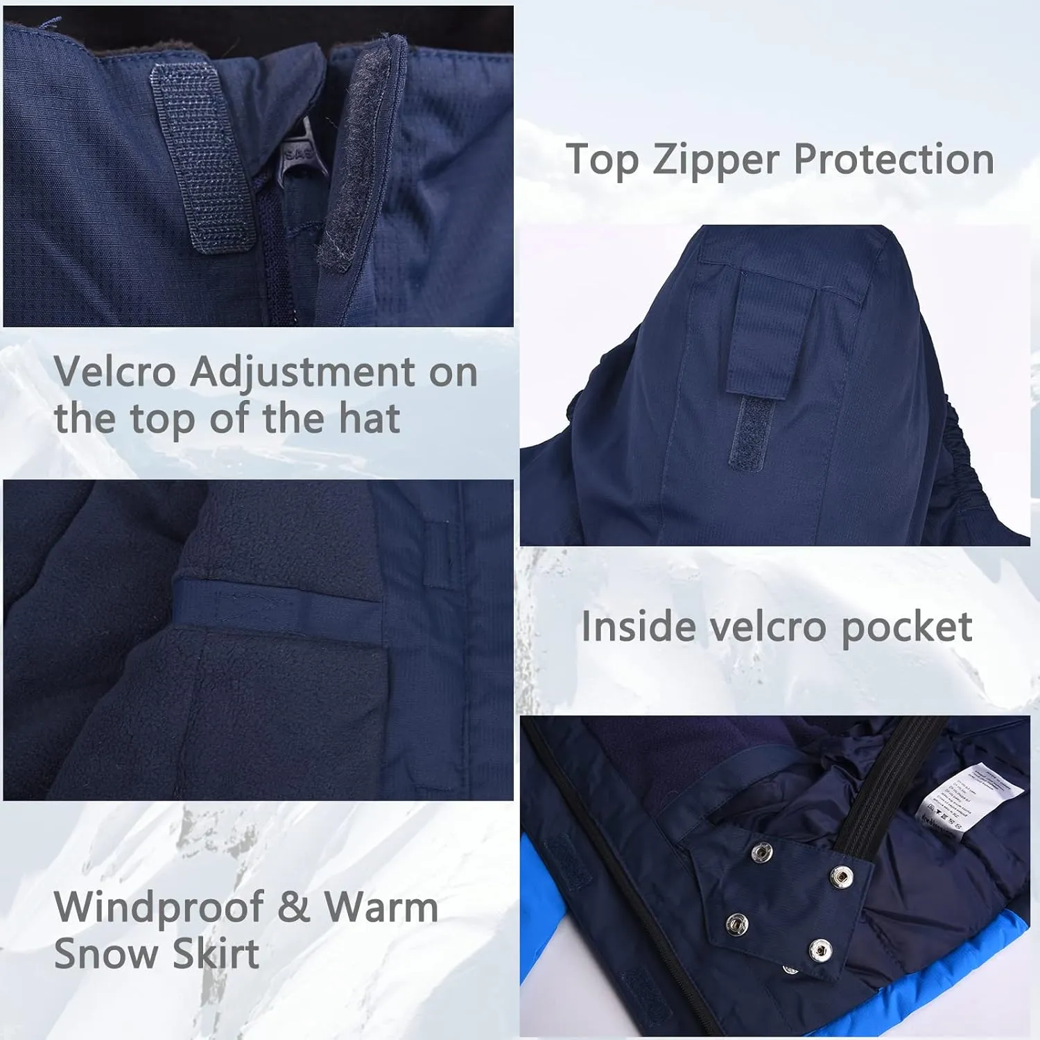 Boy's Waterproof Ski Jacket,Kids Warm Winter Snow Coat,Hooded Fleece Outwear,Windproof RainCoat