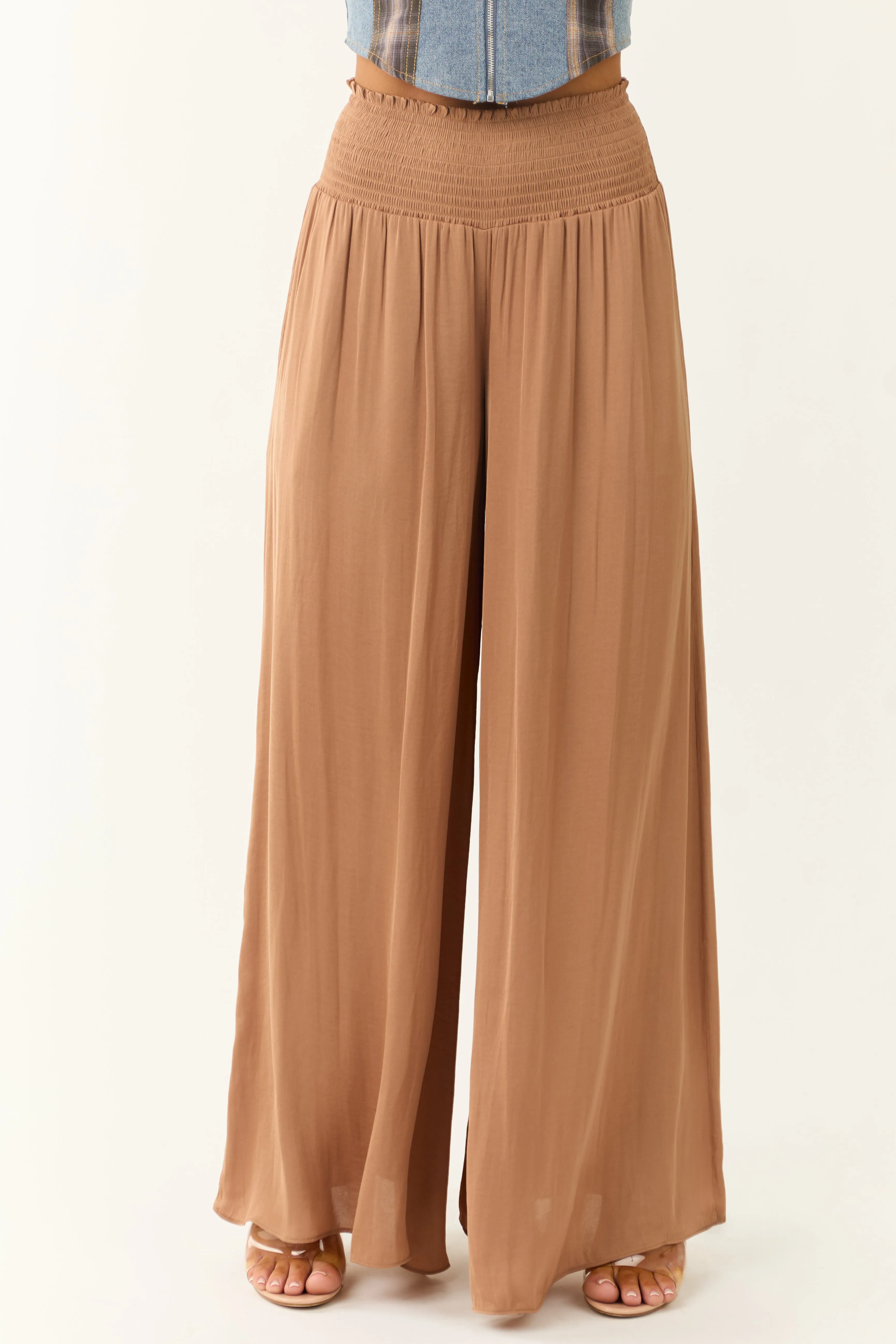 Brown Sugar Wide Leg Smocked High Rise Pants