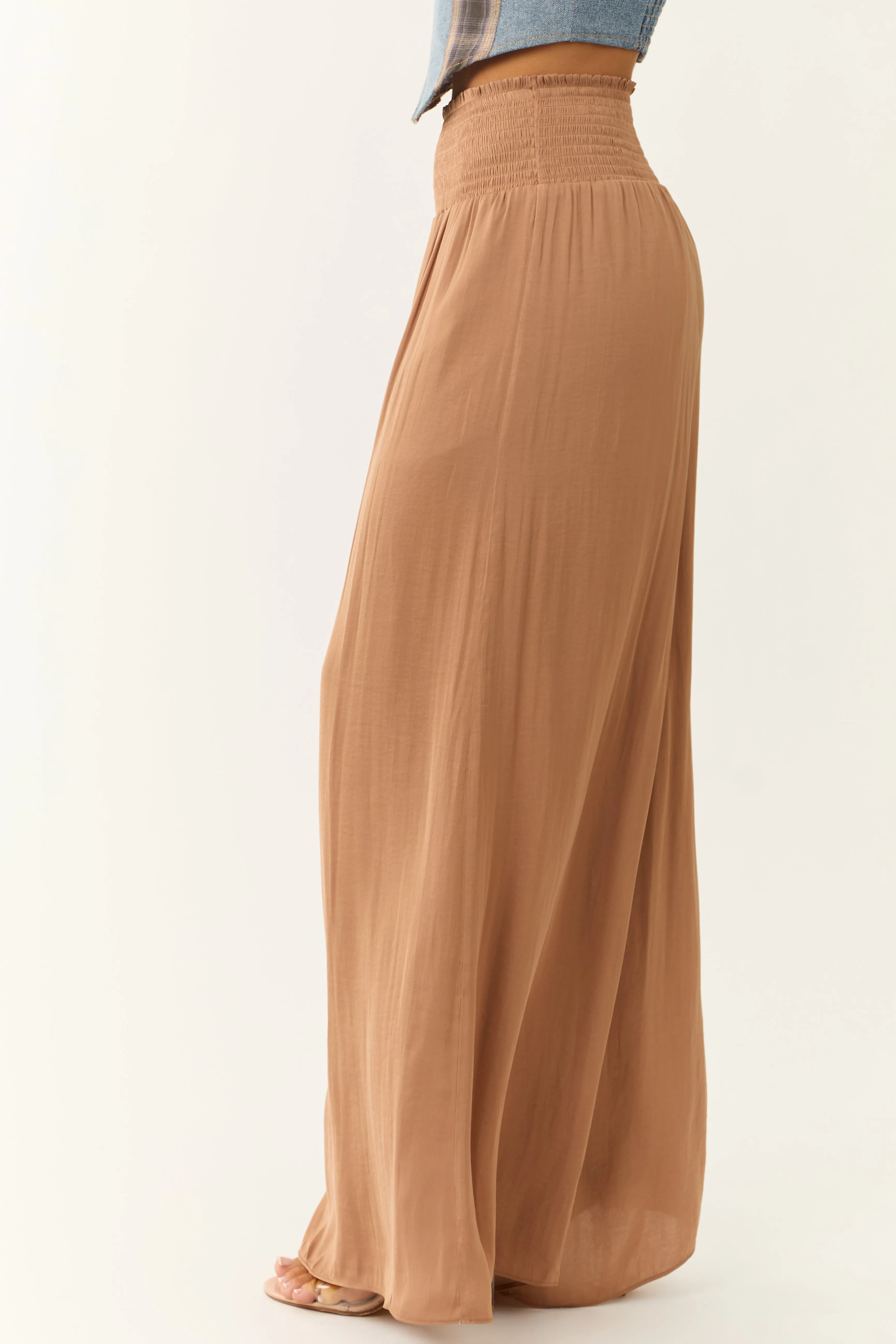 Brown Sugar Wide Leg Smocked High Rise Pants
