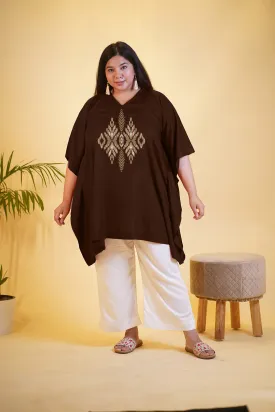 Coffee Rayon Kurti & MilkyWhite Palazzo - Sahibaan i Khaas
