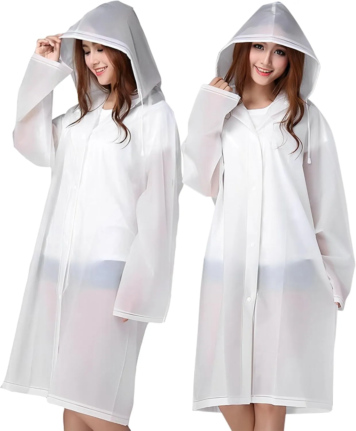 Cosowe Rain Ponchos for Adults Reusable, 2 Pcs Raincoats Emergency for Women Men with Hood and Drawstring
