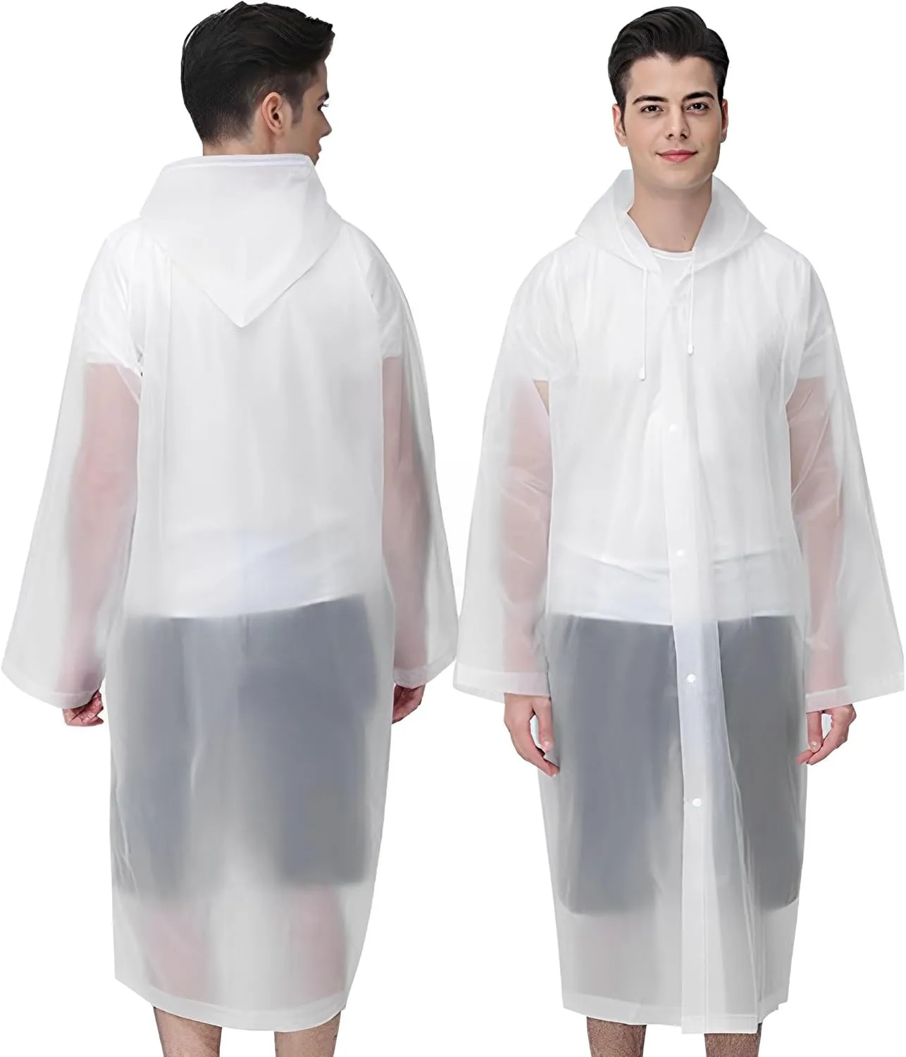 Cosowe Rain Ponchos for Adults Reusable, 2 Pcs Raincoats Emergency for Women Men with Hood and Drawstring