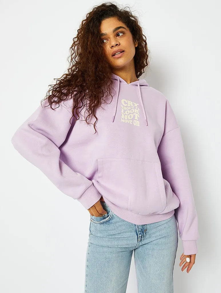 Cry About It Lilac Oversized Hoodie