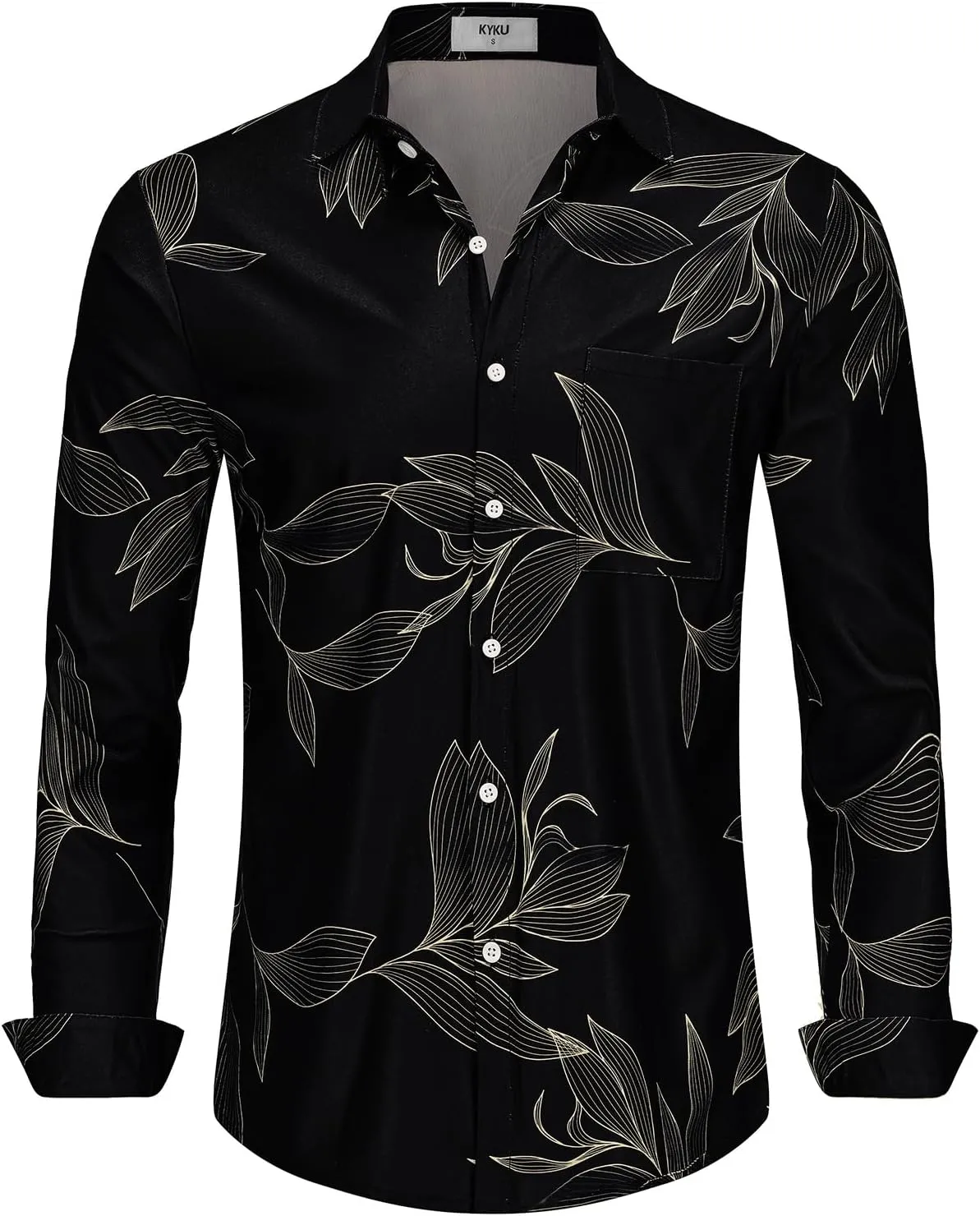 KYKU Mens Long Sleeve Shirt: Fashion Button Down Casual Shirts for Men with Pocket