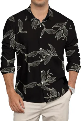 KYKU Mens Long Sleeve Shirt: Fashion Button Down Casual Shirts for Men with Pocket