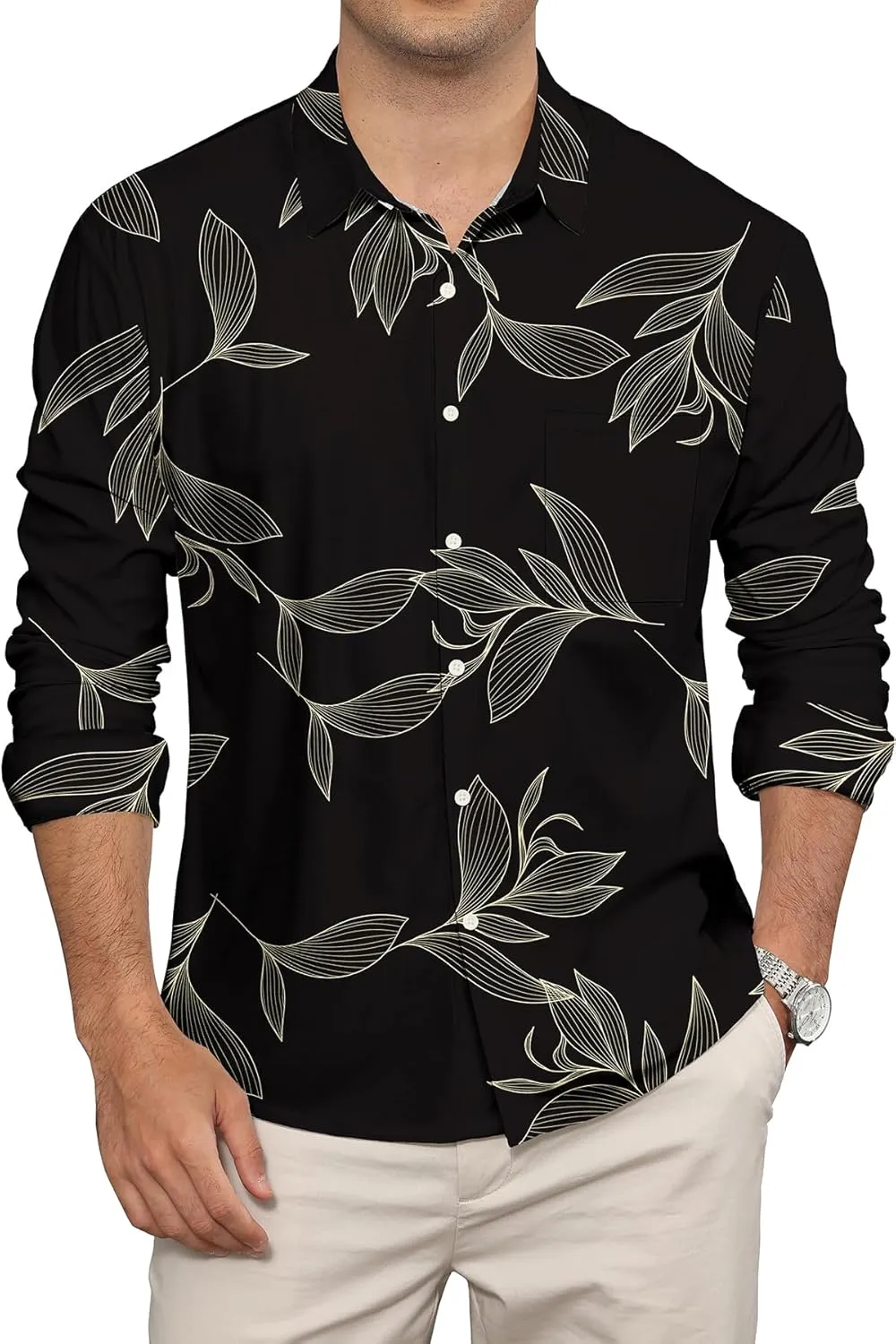 KYKU Mens Long Sleeve Shirt: Fashion Button Down Casual Shirts for Men with Pocket