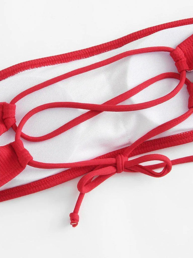 Lace Up Bandeau Bikini Set