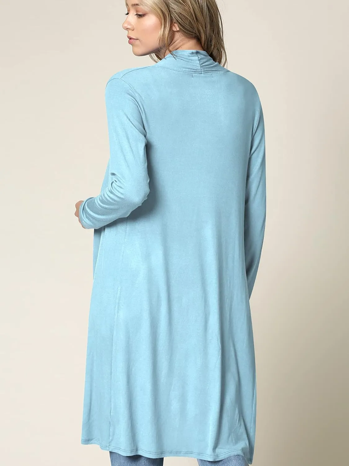 Lock and Love Women's Long Cardigan  Fall Casual Draped Open Front Lightweight Duster with Long Sleeves