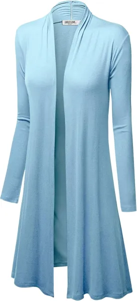 Lock and Love Women's Long Cardigan  Fall Casual Draped Open Front Lightweight Duster with Long Sleeves