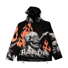 MAJESTIC Rock Life Tapestry Rhinestone Graphic Hoodie