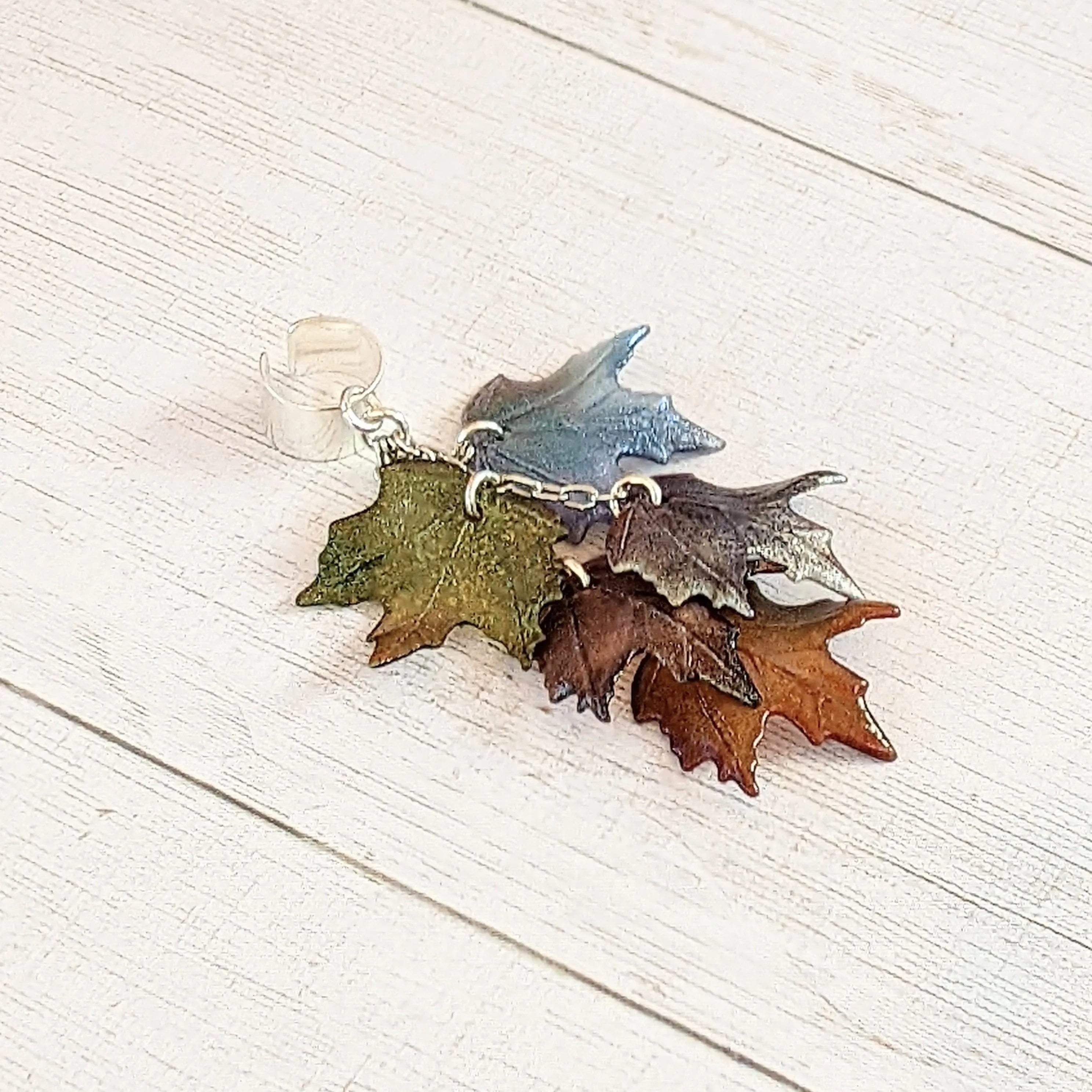 Maple Leaves Ear Cuff, Silver