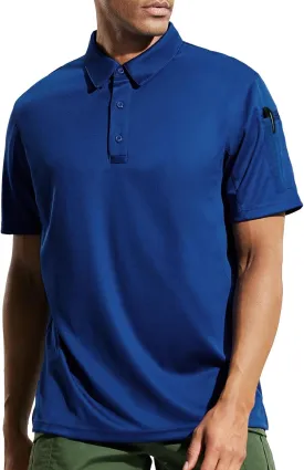 MIER Men's Outdoor Performance Tactical Polo Shirts Short and Long Sleeve, Moisture-Wicking