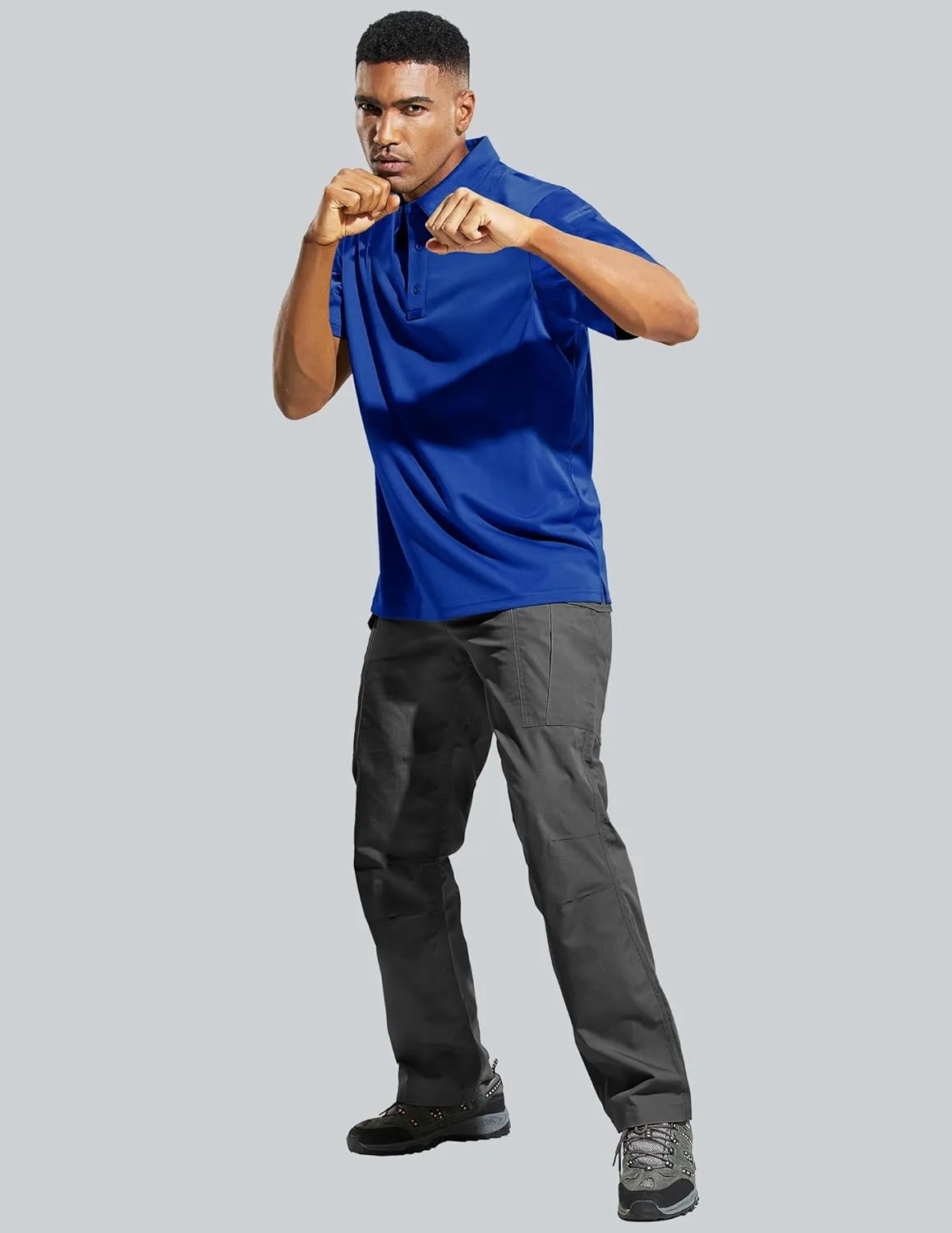 MIER Men's Outdoor Performance Tactical Polo Shirts Short and Long Sleeve, Moisture-Wicking