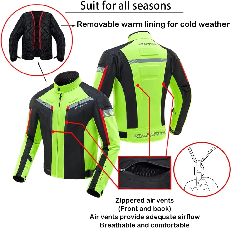 Motorcycle Jacket Motorbike Biker Waterproof Jackets Windproof Full Body Protective Gear Armoured Summer Winter for Men