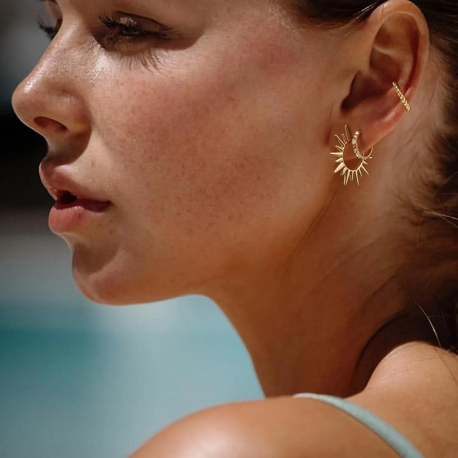 MYEARS Women Hoop Earrings Gold 14K Gold Filled Small Simple Handmade Hypoallergenic Everyday Illusion Jewelry