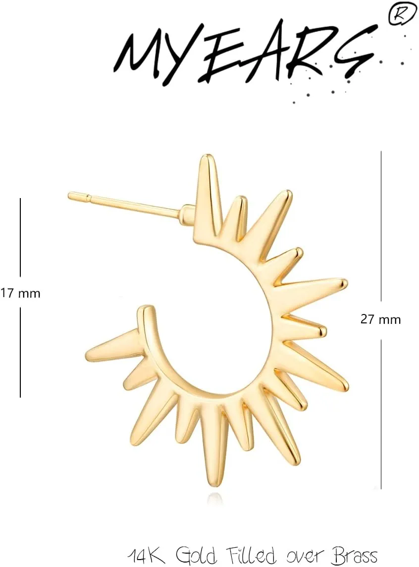 MYEARS Women Hoop Earrings Gold 14K Gold Filled Small Simple Handmade Hypoallergenic Everyday Illusion Jewelry