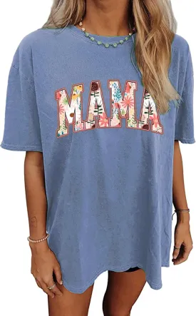 Oversized Cool Moms Shirt for Women Baseball Mama Print T-Shirts Funny Mommy Short Sleeve Casual Tops