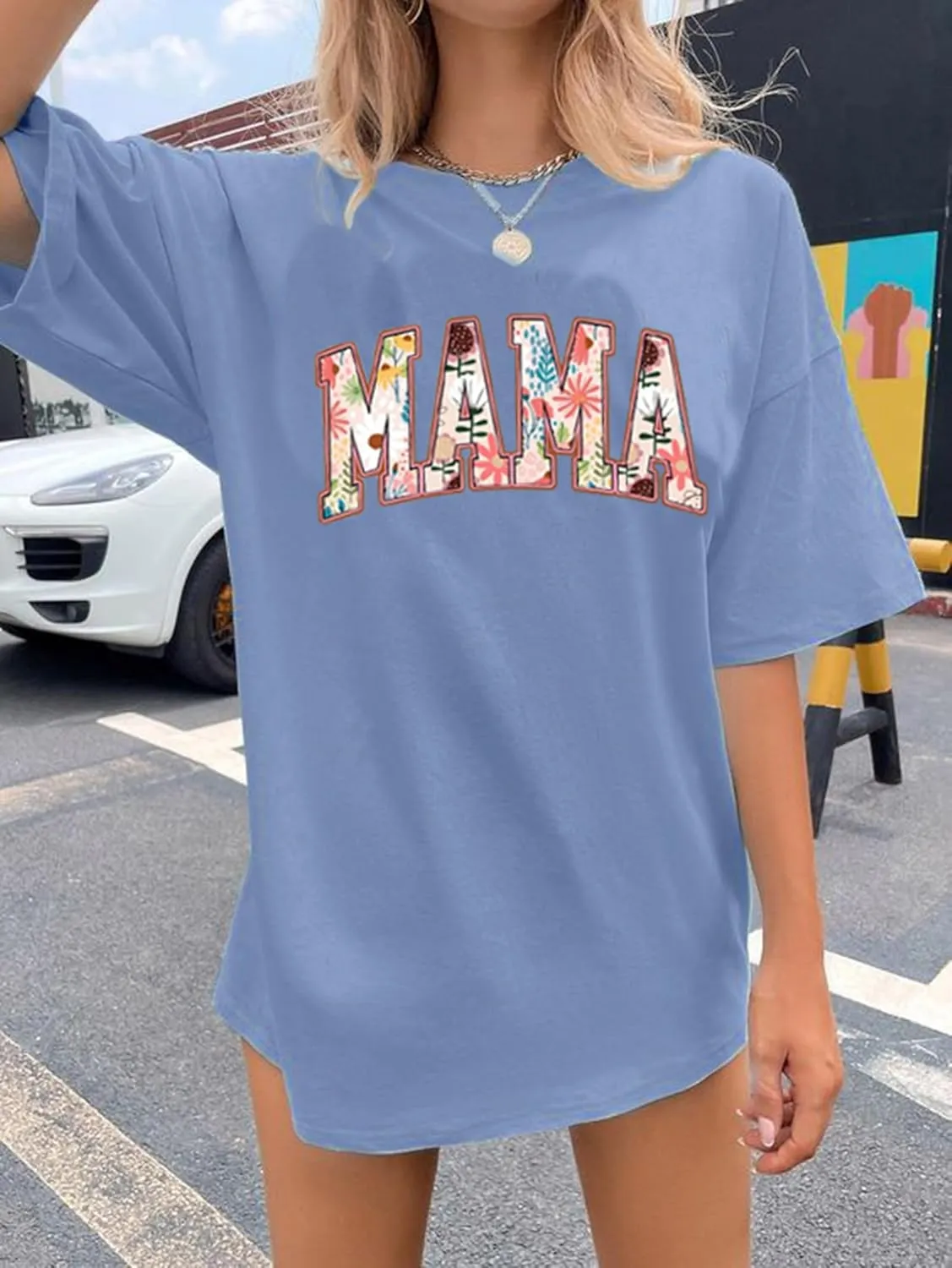 Oversized Cool Moms Shirt for Women Baseball Mama Print T-Shirts Funny Mommy Short Sleeve Casual Tops