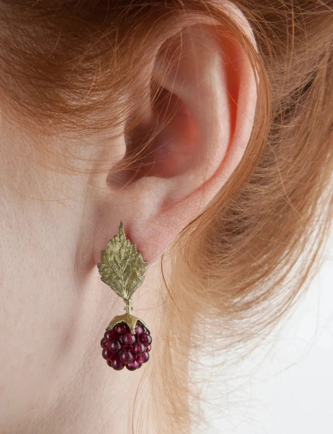 Raspberry Post Leaf Earrings