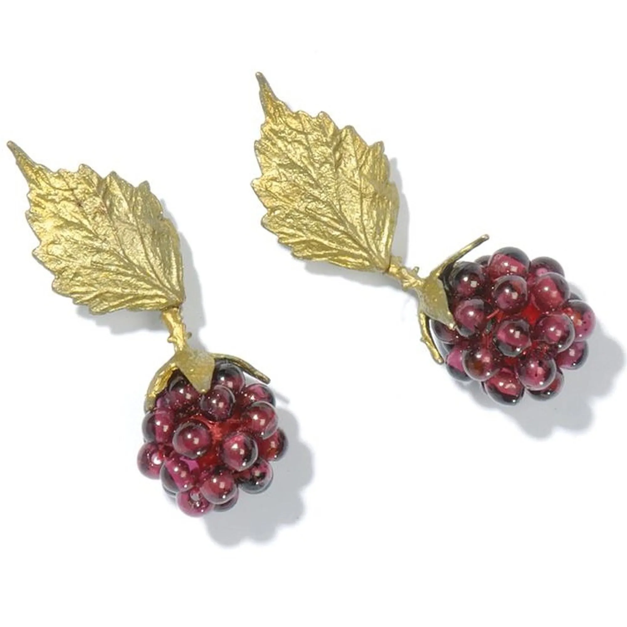 Raspberry Post Leaf Earrings