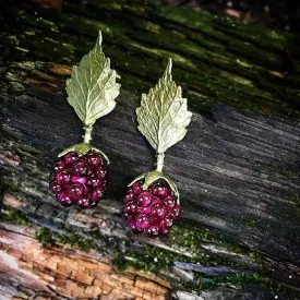 Raspberry Post Leaf Earrings