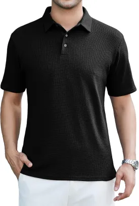 SAMERM Mens Zipper Polo Shirts Short Sleeve Casual Fashion Stylish Knit Polo T Shirt for Men
