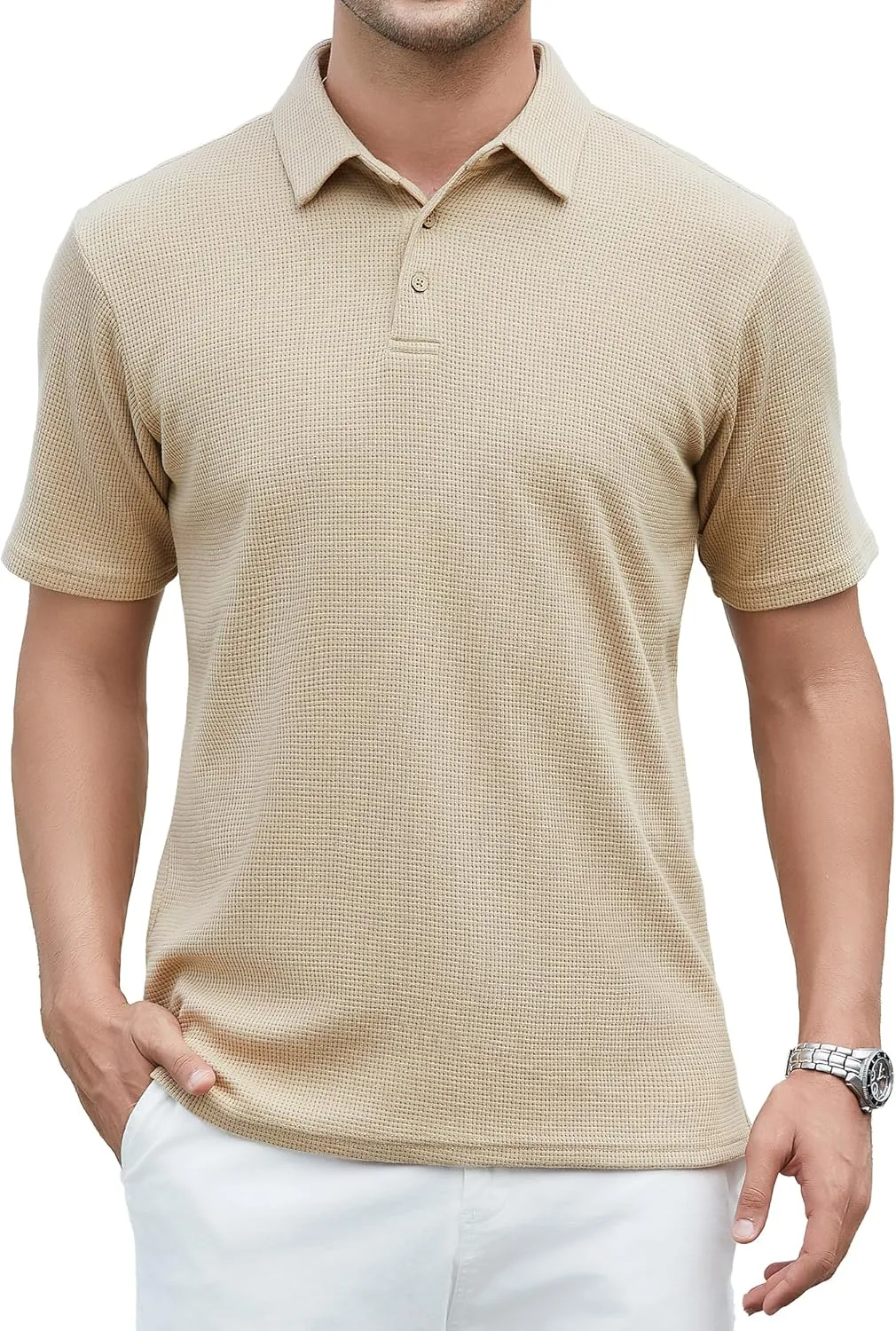 SAMERM Mens Zipper Polo Shirts Short Sleeve Casual Fashion Stylish Knit Polo T Shirt for Men