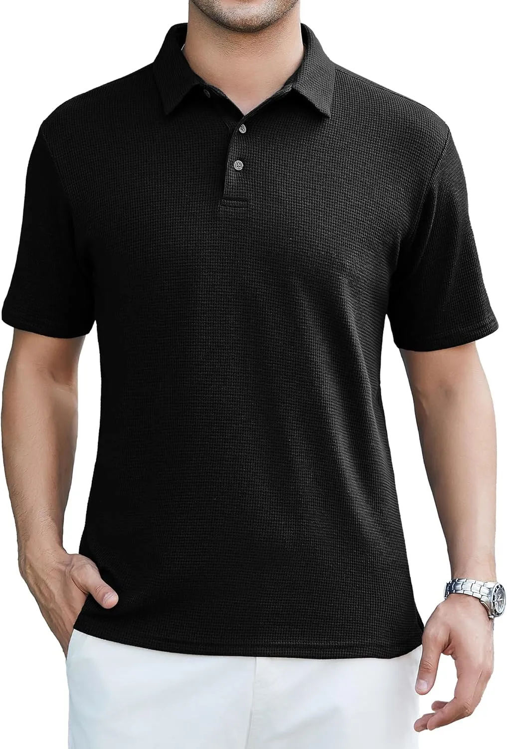 SAMERM Mens Zipper Polo Shirts Short Sleeve Casual Fashion Stylish Knit Polo T Shirt for Men