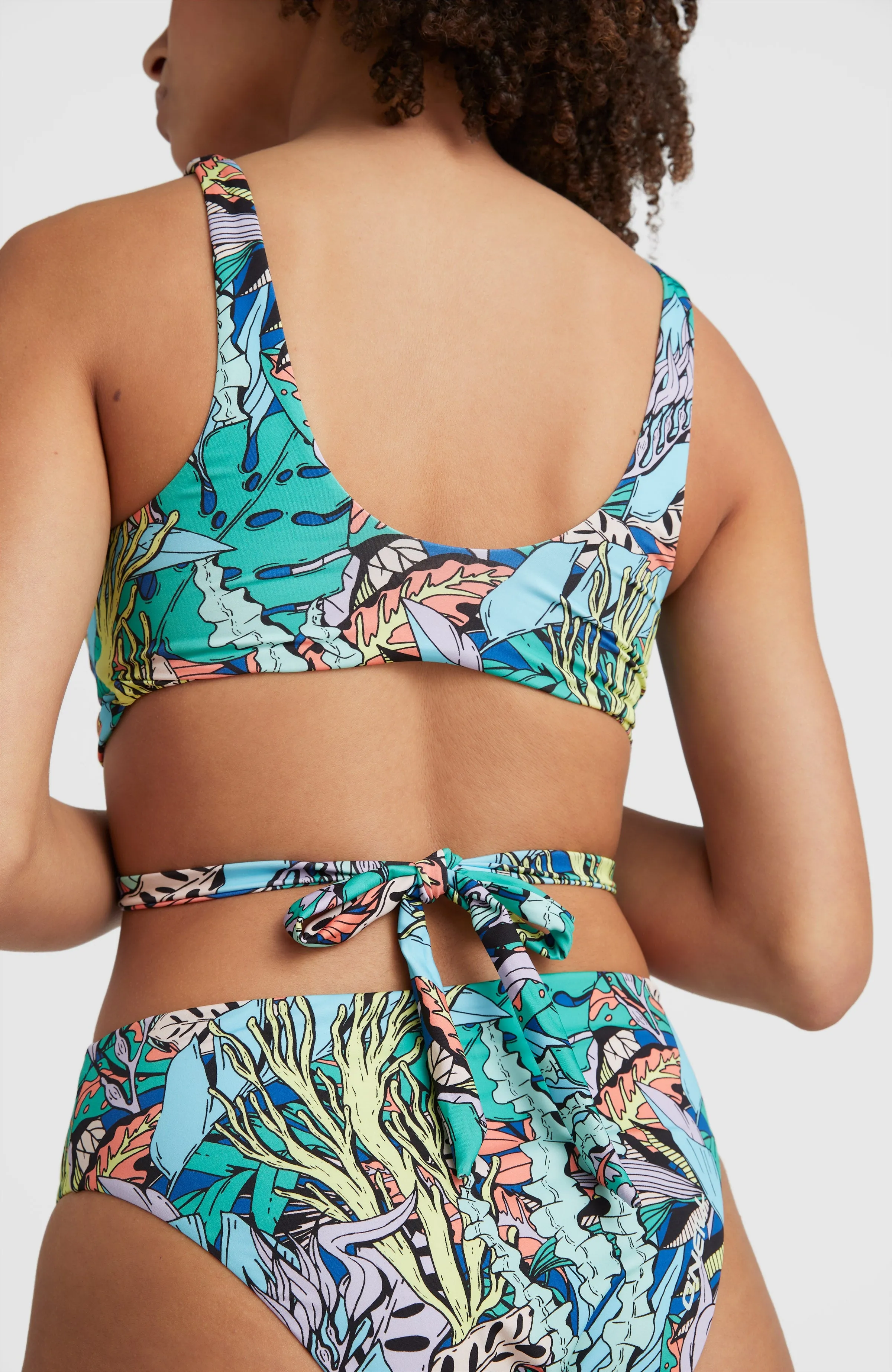 Sofie - Love Longline Triangle Bikini Set | Blue Comic Seaweed