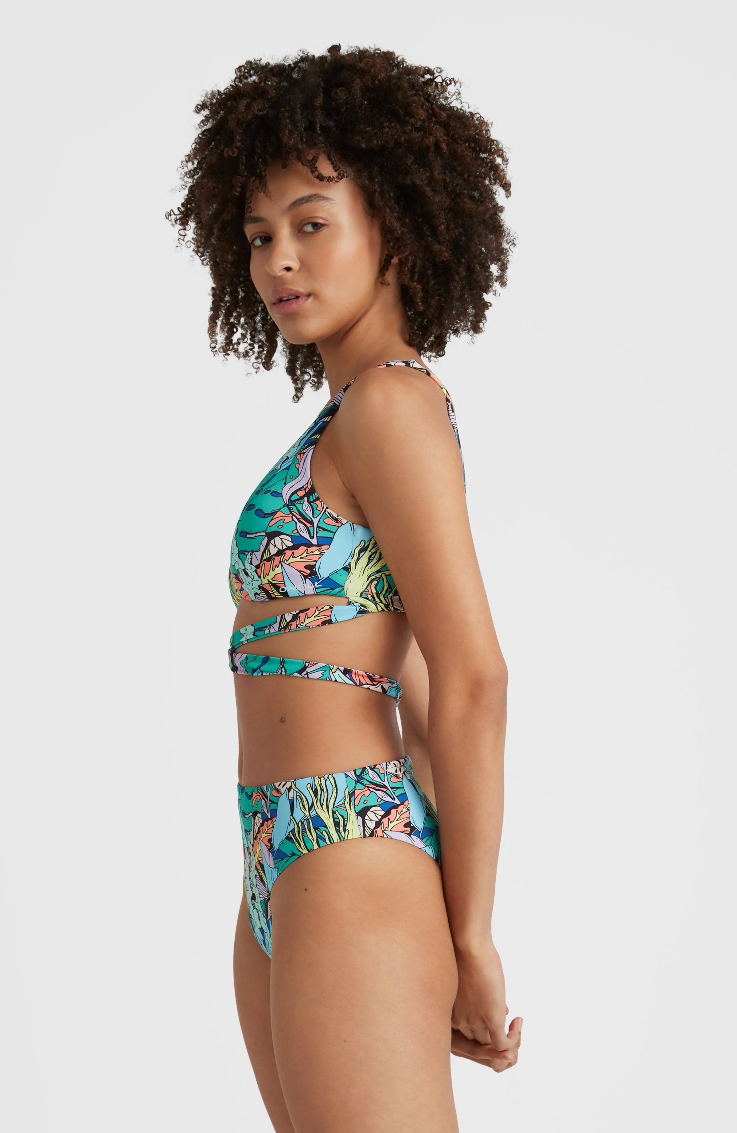 Sofie - Love Longline Triangle Bikini Set | Blue Comic Seaweed