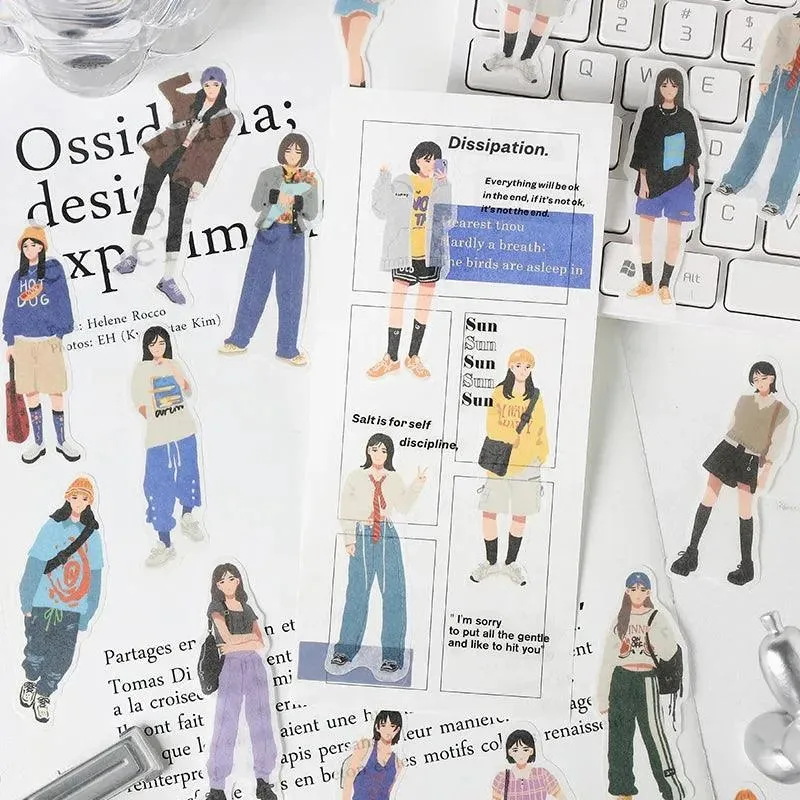 Street Style Girls Sticker Set - 40 Fashionable Pieces