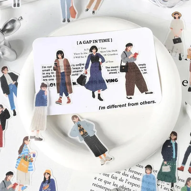 Street Style Girls Sticker Set - 40 Fashionable Pieces