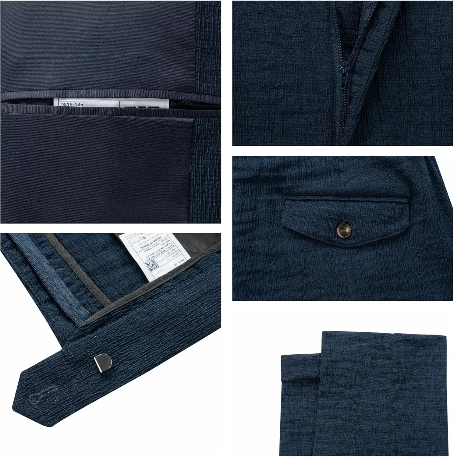 WEEN CHARM Men's Summer Seersucker Suit-2-Piece Blazer and Pants Set-Lightweight,Breathable,Casual,Cool and Comfortable