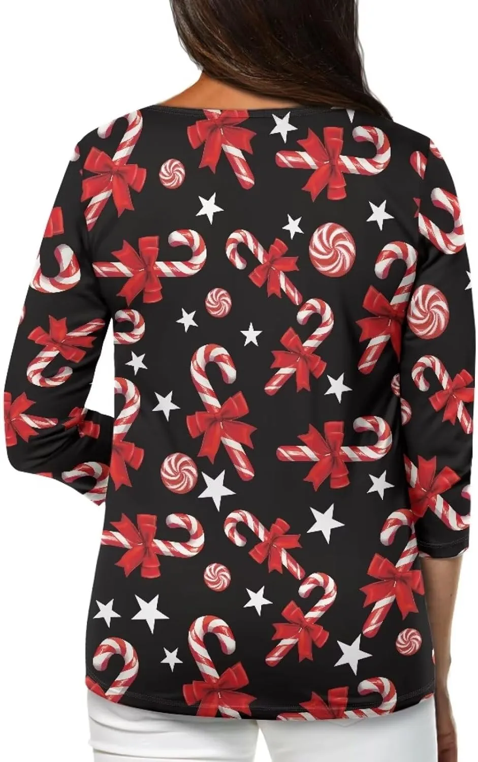 YEXIATODO Boat Neck Plus Size Tops for Women 3/4 Sleeve with Button Casual Trendy Cloth