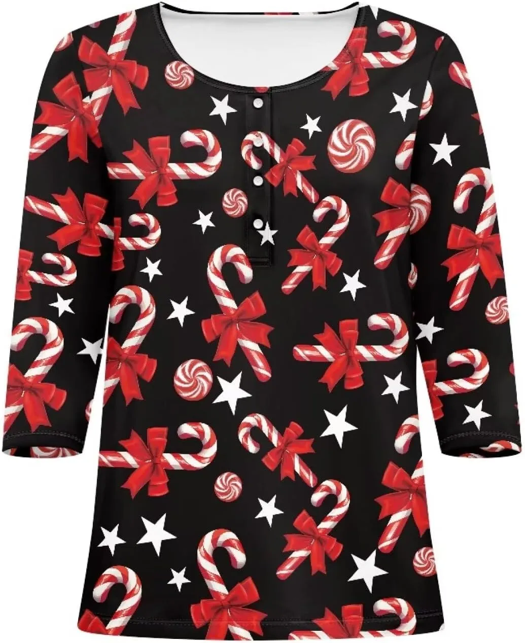 YEXIATODO Boat Neck Plus Size Tops for Women 3/4 Sleeve with Button Casual Trendy Cloth